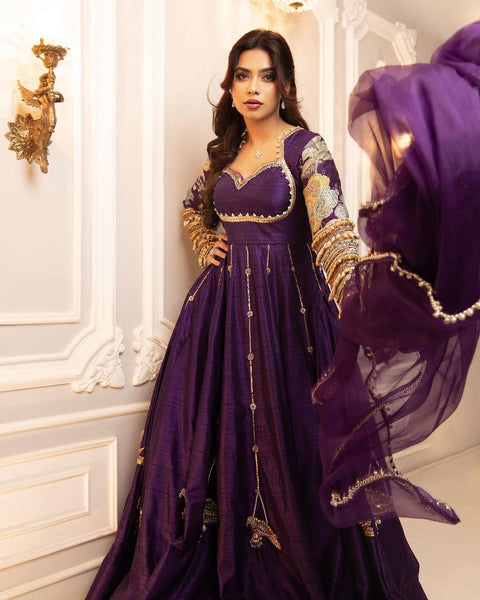 Floral Print Georgette Stitched Anarkali Gown