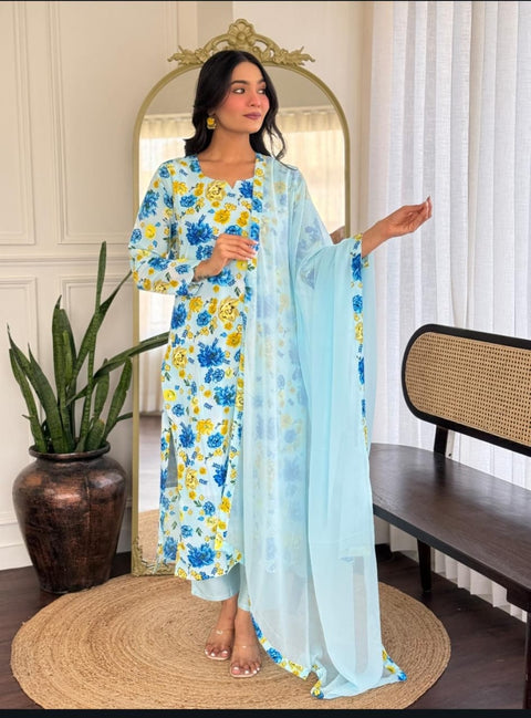 NEW DESIGNER FAUX GEORGETTE LONG KURTI WITH DUPATTA