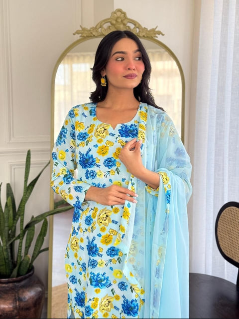 NEW DESIGNER FAUX GEORGETTE LONG KURTI WITH DUPATTA