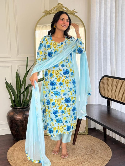 NEW DESIGNER FAUX GEORGETTE LONG KURTI WITH DUPATTA