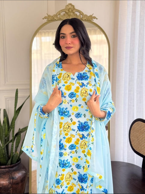 NEW DESIGNER FAUX GEORGETTE LONG KURTI WITH DUPATTA