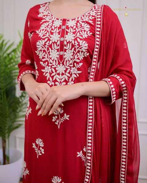 Rayon Chikankari Embrodery Work Kurti.