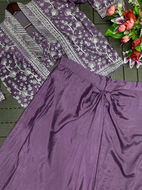 Trendy Indo-Western Ready-to-Wear Saree with Embroidered Koti & Stitch
