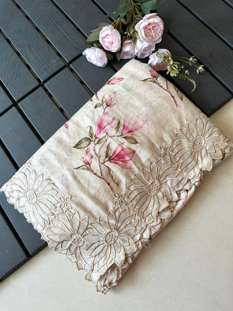 Pure Georgette Organza Original Kashmiri Work Saree