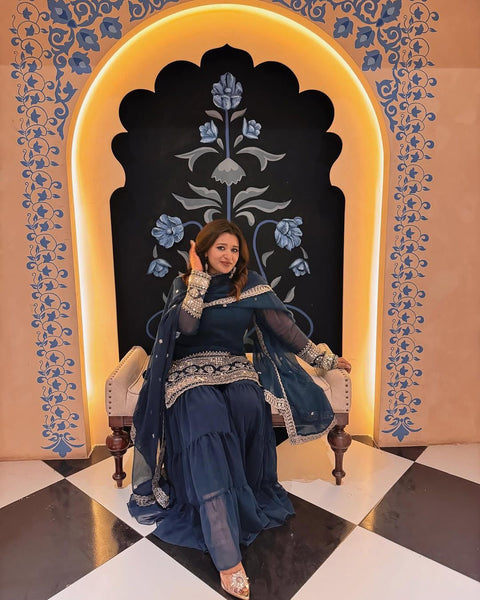 NEW DESIGNER WEAR HEAVY EMBROIDERED SEQUINS WORK