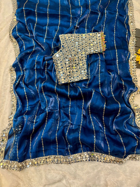 DESIGNER PARTYWERE GEORGETTE EMBROIDERY FANCY MIRROR WORK