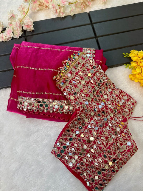 DESIGNER PARTYWERE GEORGETTE EMBROIDERY FANCY MIRROR WORK