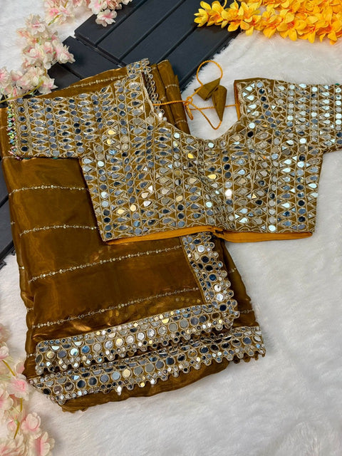 DESIGNER PARTYWERE GEORGETTE EMBROIDERY FANCY MIRROR WORK