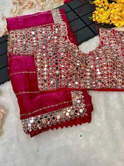 DESIGNER PARTYWERE GEORGETTE EMBROIDERY FANCY MIRROR WORK
