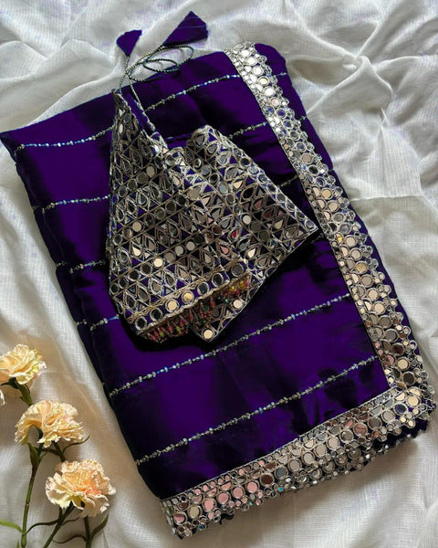 DESIGNER PARTYWERE GEORGETTE EMBROIDERY FANCY MIRROR WORK