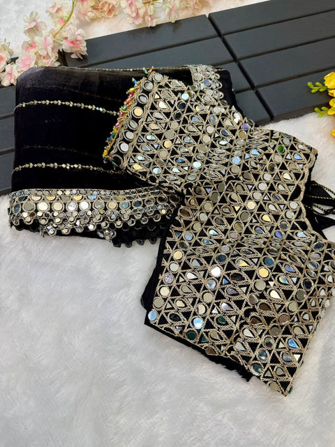 DESIGNER PARTYWERE GEORGETTE EMBROIDERY FANCY MIRROR WORK