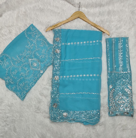 Faux Georgette Sequence work saree
