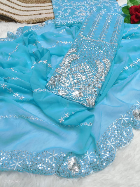 Faux Georgette Sequence work saree