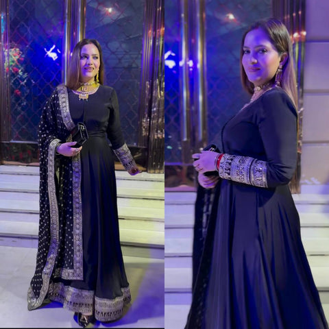 Anarkali Stylish Fancy Trendy Solid Gown With embroidery Dupatta