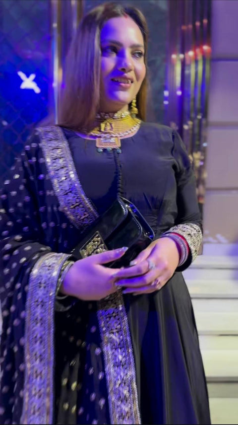 Anarkali Stylish Fancy Trendy Solid Gown With embroidery Dupatta