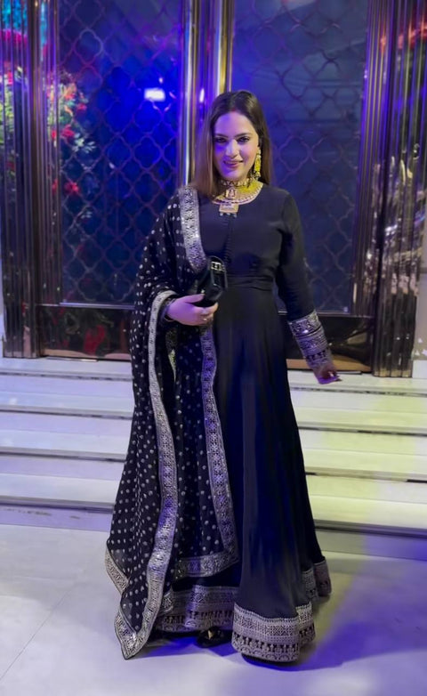 Anarkali Stylish Fancy Trendy Solid Gown With embroidery Dupatta