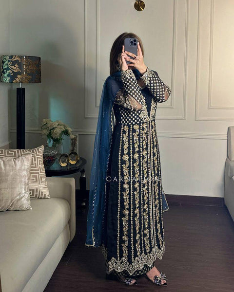 New Designer Collection in Pure Georgette With Heavy Embroidery Work Stitched Suit