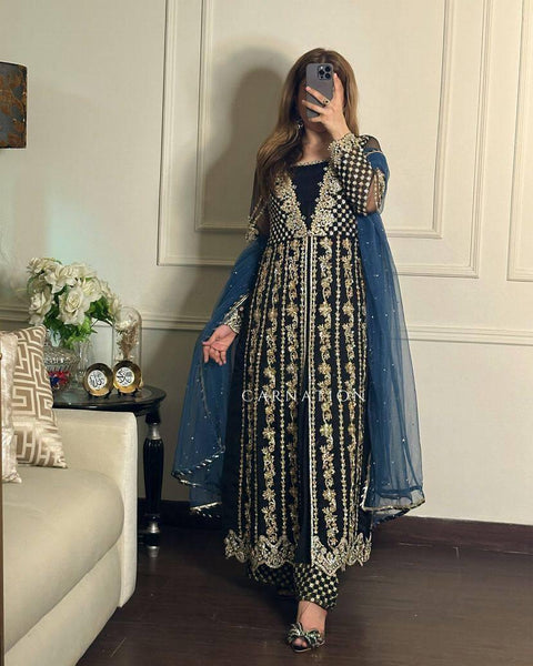 New Designer Collection in Pure Georgette With Heavy Embroidery Work Stitched Suit