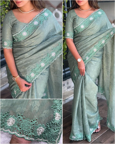 Beautiful Designer Party Wear Kangana Pure Rangeen Silk Saree