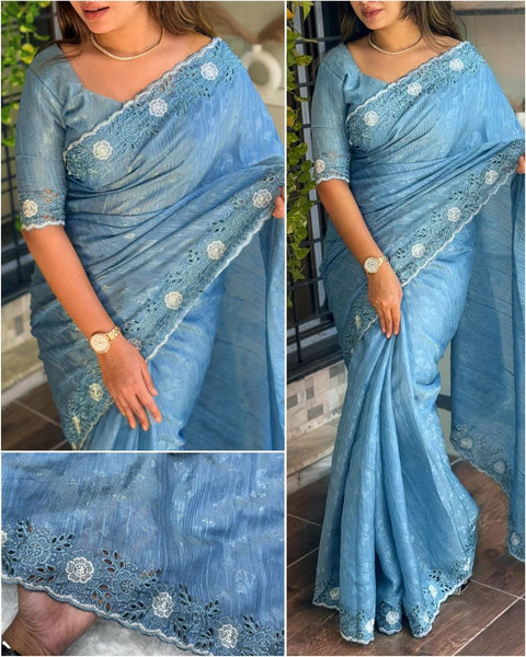 Beautiful Designer Party Wear Kangana Pure Rangeen Silk Saree