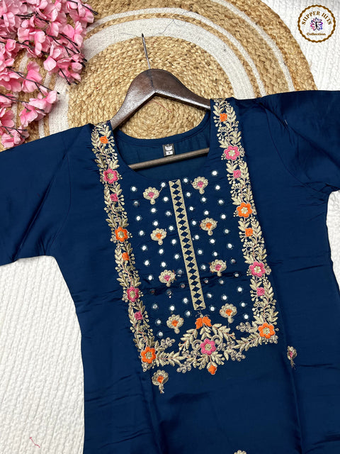 NEW EMBROIDERY A-LINE KURTI WITH DUPATTA AND BOTTOM WARE