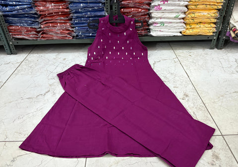 Beautiful Embroidery work Sleeveless Aline Kurti Palazzo suit