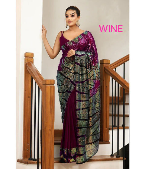 beautiful designer sequins Saree