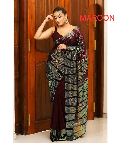 beautiful designer sequins Saree