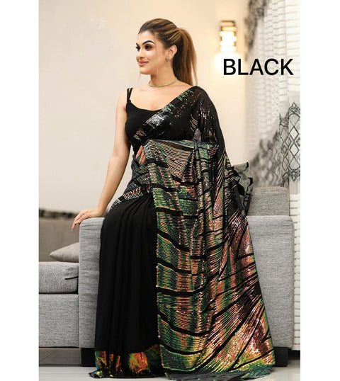 beautiful designer sequins Saree