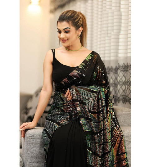 beautiful designer sequins Saree
