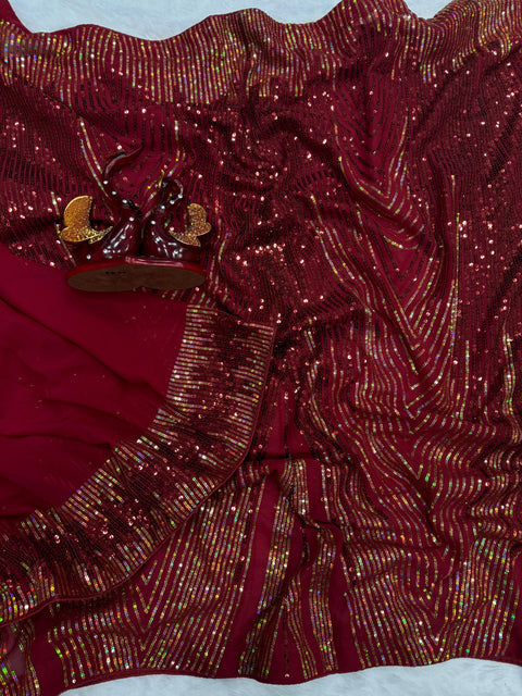beautiful designer sequins Saree