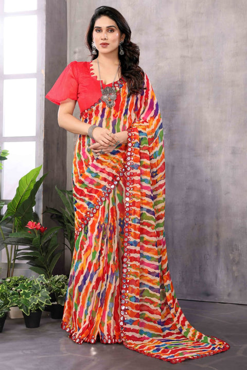 MULTICOLOUR PRINTED GEORGETTE SAREE