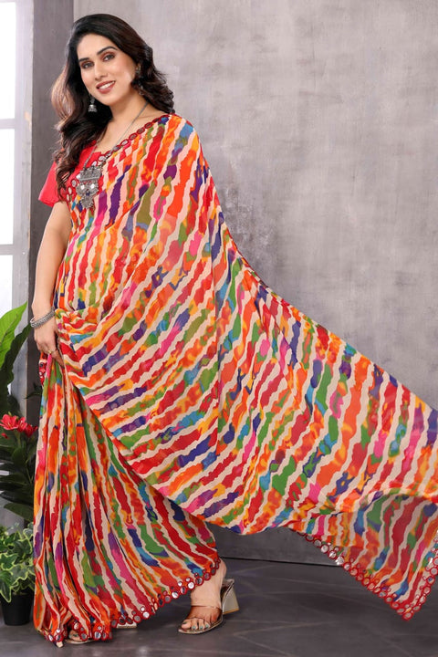 MULTICOLOUR PRINTED GEORGETTE SAREE