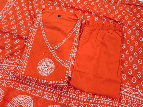 Sequence Embroidery - printted work Anarkali kurti set