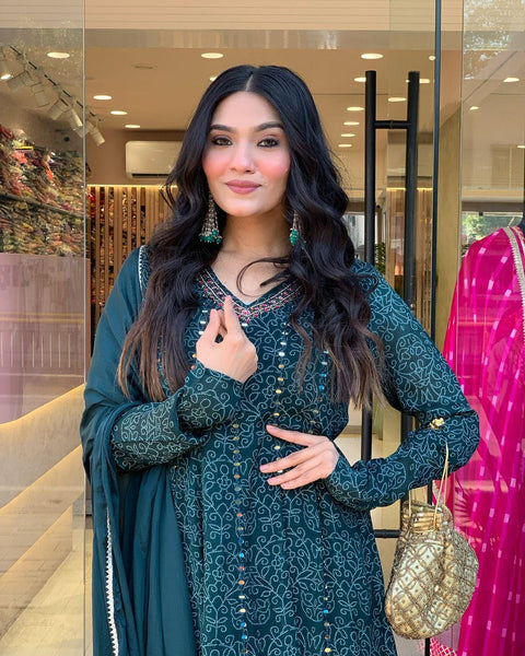 Embroidery work Kurti (Gown) with sephon Dupatta