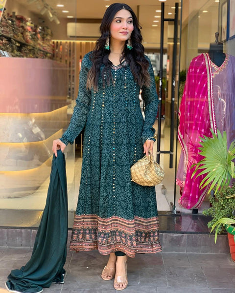 Embroidery work Kurti (Gown) with sephon Dupatta