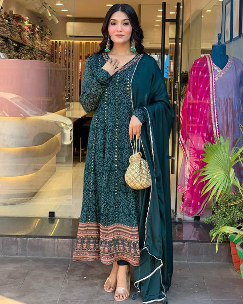 Embroidery work Kurti (Gown) with sephon Dupatta