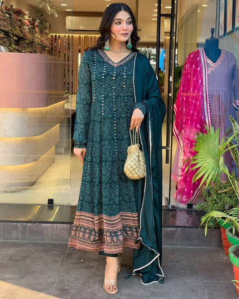 Embroidery work Kurti (Gown) with sephon Dupatta