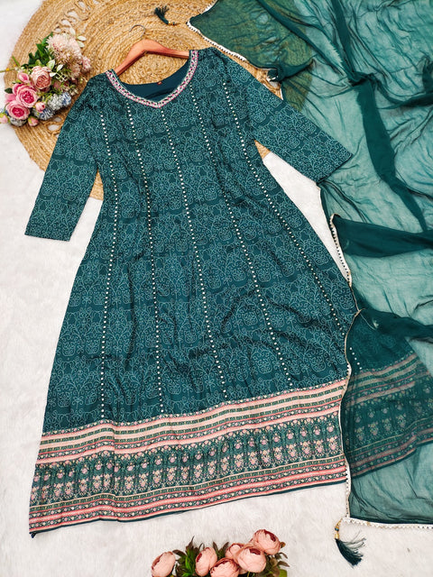 Embroidery work Kurti (Gown) with sephon Dupatta