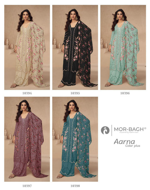 Festival Wear Chinon Silk Suit with Mirror & Diamond Work