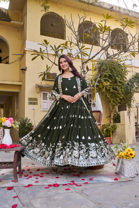 Women’s Heavy Sequence Embroidery Gown & Dupatta Set