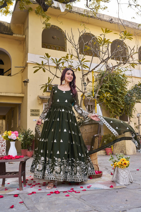 Women’s Heavy Sequence Embroidery Gown & Dupatta Set