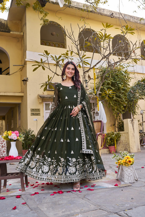 Women’s Heavy Sequence Embroidery Gown & Dupatta Set
