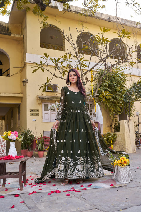 Women’s Heavy Sequence Embroidery Gown & Dupatta Set