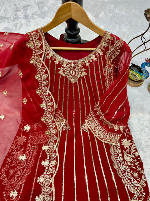 Designer Embroidery Work Top Palazzo with Fancy Dupatta