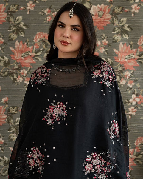 Designer Farshi Plazo Set in Premium Natural Crepe  Festive & Wedding Wear