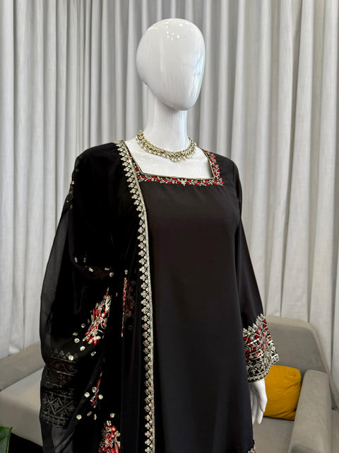 Designer Farshi Plazo Set in Premium Natural Crepe  Festive & Wedding Wear