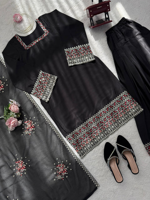 Designer Farshi Plazo Set in Premium Natural Crepe  Festive & Wedding Wear