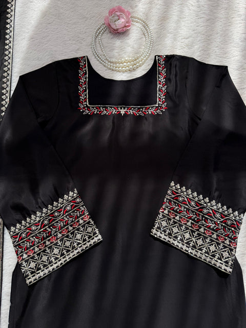 Designer Farshi Plazo Set in Premium Natural Crepe  Festive & Wedding Wear