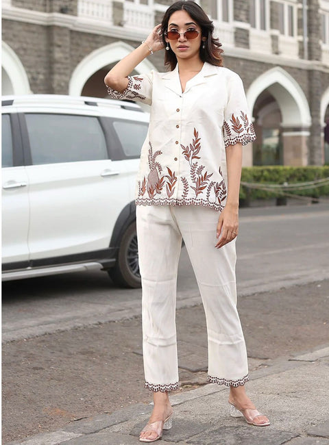 Premium Cotton Embroidered Coord Set for Women Stylish Casual Wear